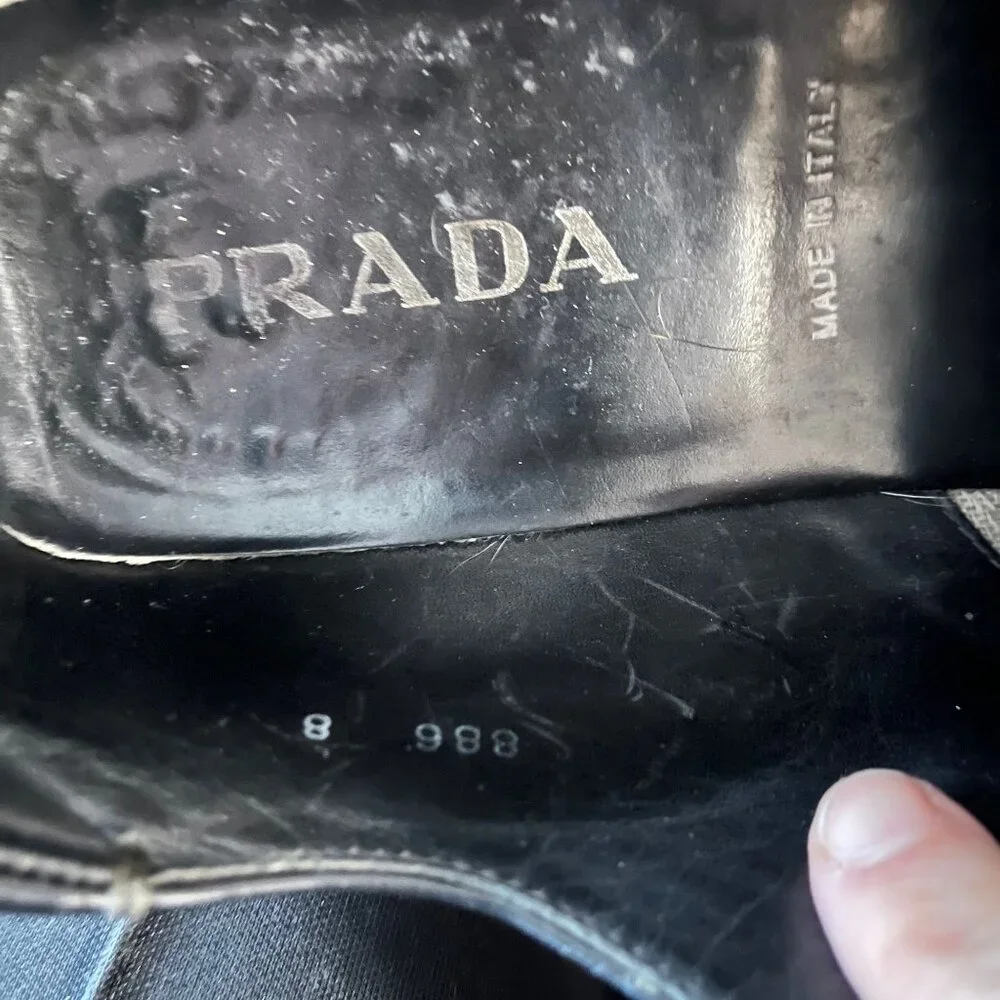 Vintage PRADA Men's Black Square Toe Lace Up  Oxford Derby  Euro Size 8  (US 8.5